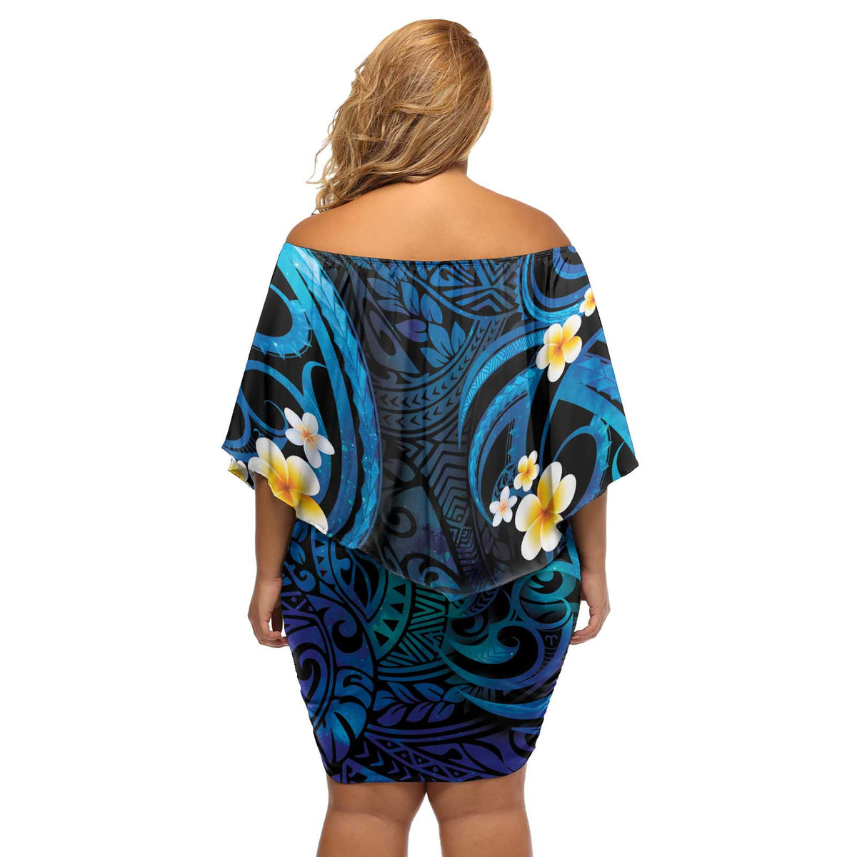 French Polynesia Tetiaroa Atoll Off Shoulder Short Dress Polynesian Curves Style LT14 - Polynesian Pride