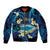 French Polynesia Tetiaroa Atoll Sleeve Zip Bomber Jacket Polynesian Curves Style