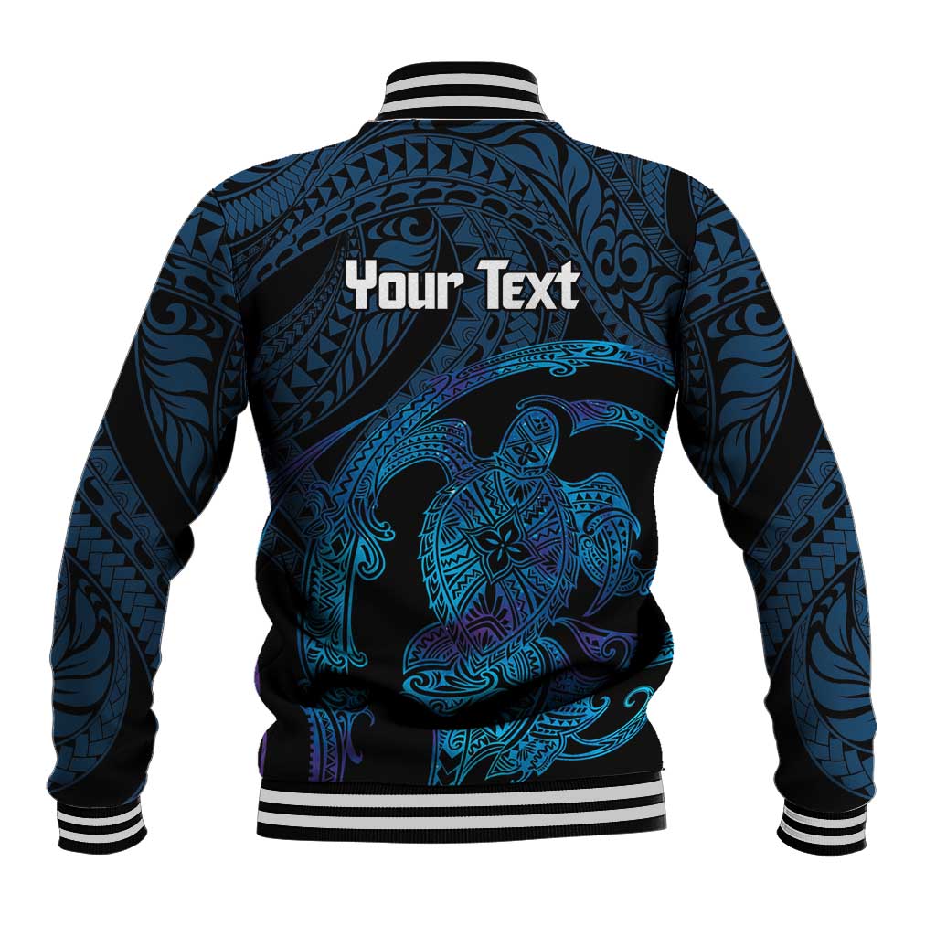Personalised Tahiti Moorea Atoll Baseball Jacket Polynesian Sea Turtle