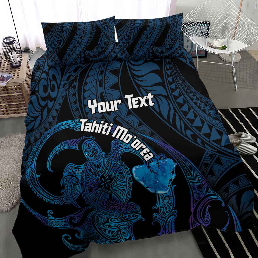 Personalised Tahiti Moorea Atoll Bedding Set Polynesian Sea Turtle