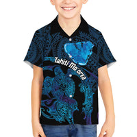 Personalised Tahiti Moorea Atoll Family Matching Tank Maxi Dress and Hawaiian Shirt Polynesian Sea Turtle