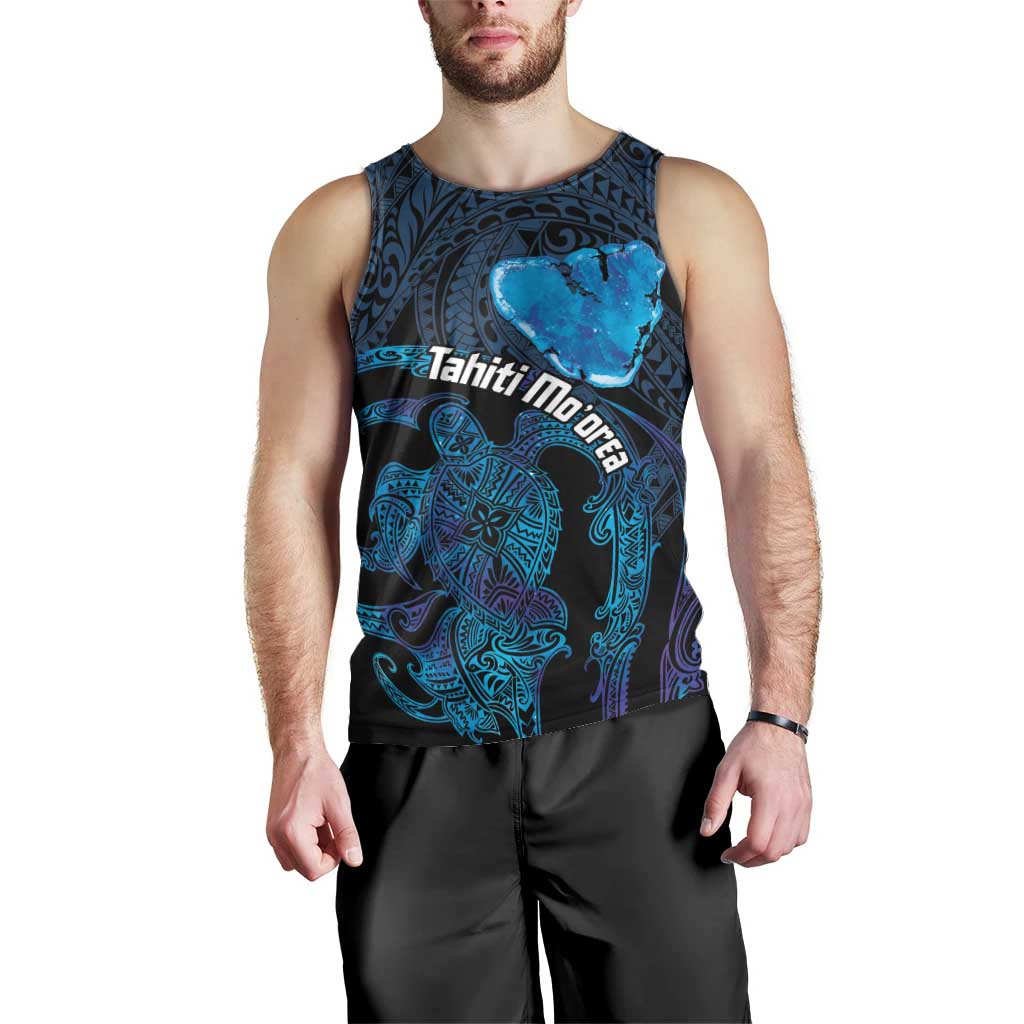 Personalised Tahiti Moorea Atoll Men Tank Top Polynesian Sea Turtle