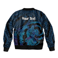 Personalised Tahiti Moorea Atoll Sleeve Zip Bomber Jacket Polynesian Sea Turtle