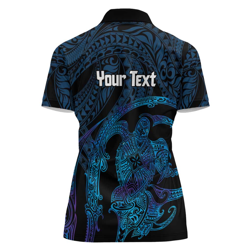 Personalised Tahiti Moorea Atoll Women Polo Shirt Polynesian Sea Turtle