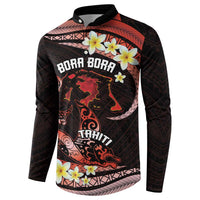 Personalised Tahiti Bora Bora Button Sweatshirt Manta Rays With Polynesian Plumeria