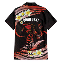 Personalised Tahiti Bora Bora Family Matching Off Shoulder Maxi Dress and Hawaiian Shirt Manta Rays With Polynesian Plumeria