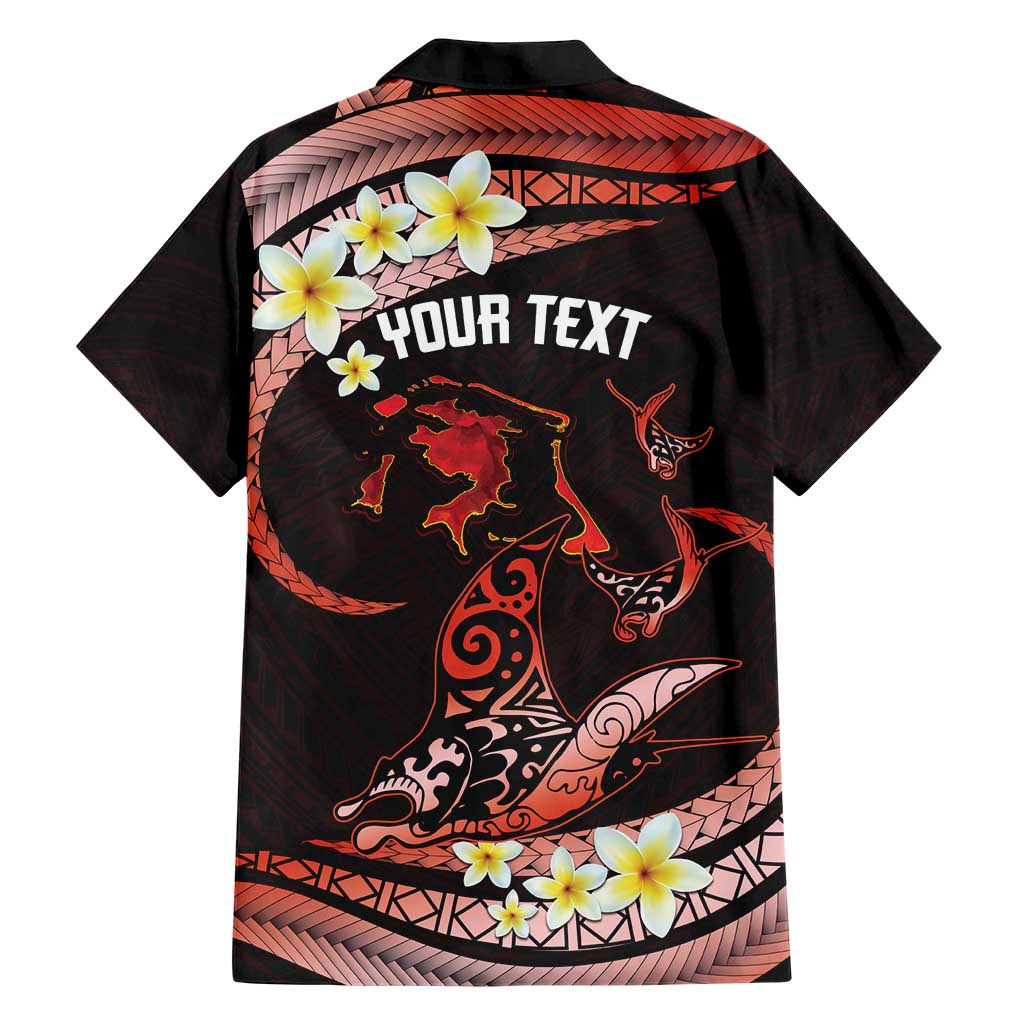Personalised Tahiti Bora Bora Family Matching Short Sleeve Bodycon Dress and Hawaiian Shirt Manta Rays With Polynesian Plumeria