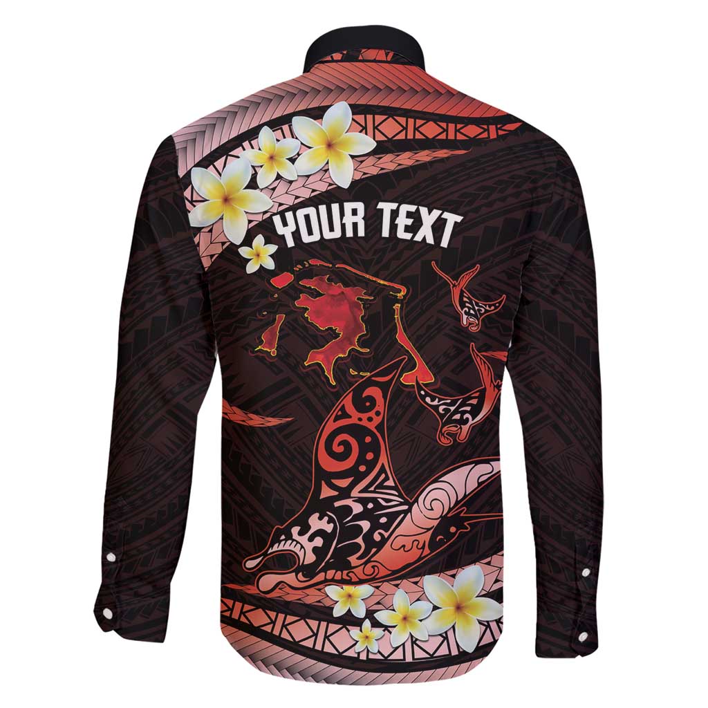 Personalised Tahiti Bora Bora Family Matching Short Sleeve Bodycon Dress and Hawaiian Shirt Manta Rays With Polynesian Plumeria