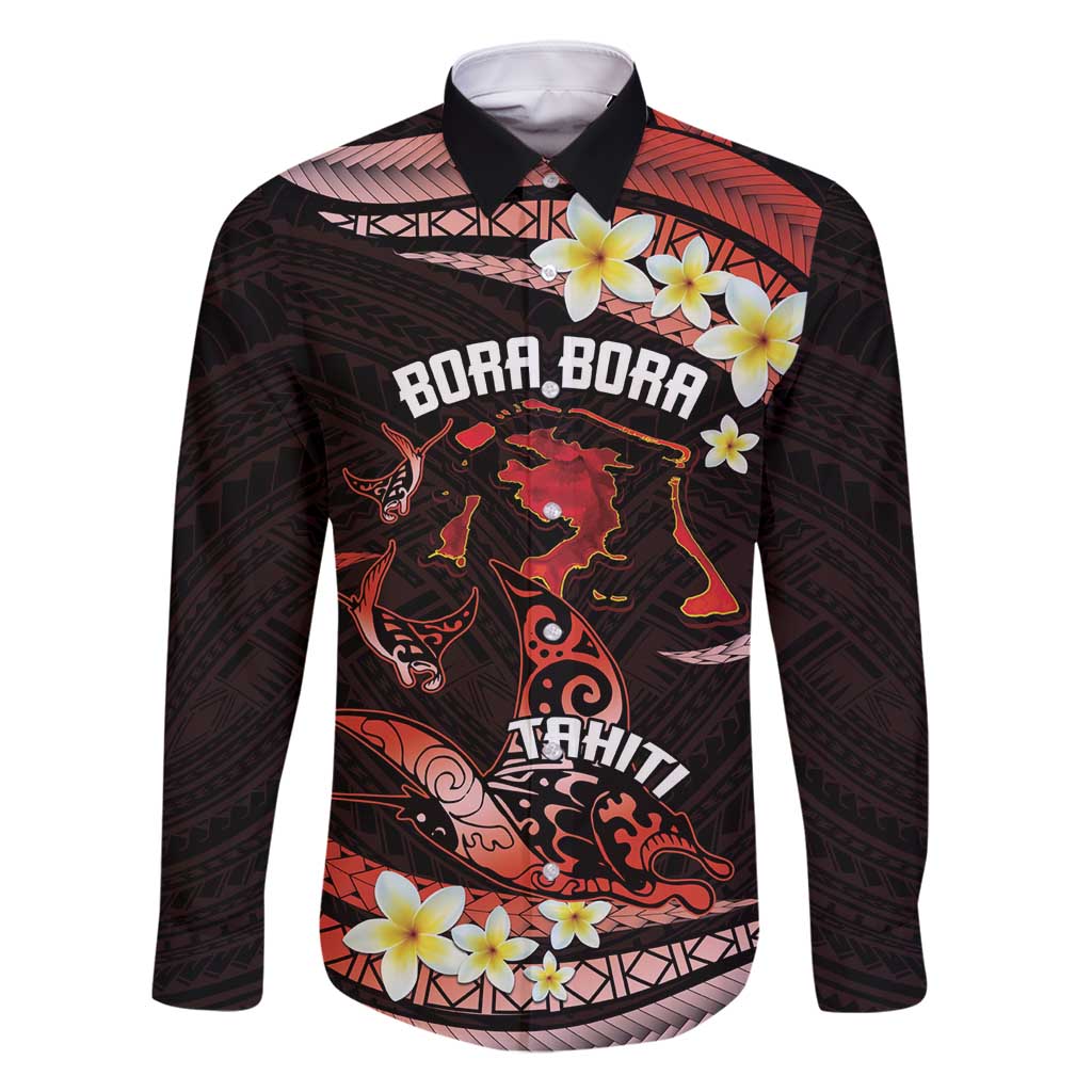 Personalised Tahiti Bora Bora Family Matching Summer Maxi Dress and Hawaiian Shirt Manta Rays With Polynesian Plumeria