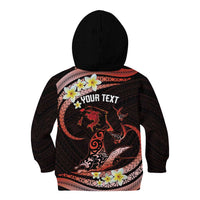 Personalised Tahiti Bora Bora Kid Hoodie Manta Rays With Polynesian Plumeria