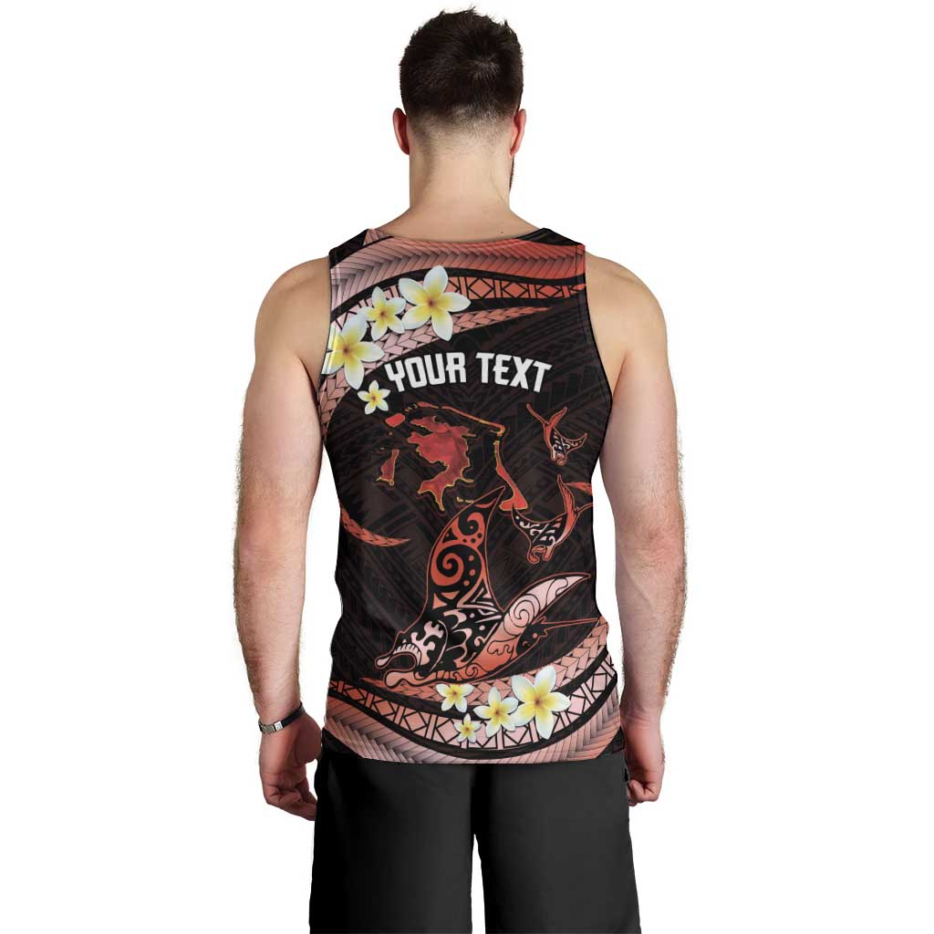 Personalised Tahiti Bora Bora Men Tank Top Manta Rays With Polynesian Plumeria