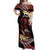 Personalised Tahiti Bora Bora Off Shoulder Maxi Dress Manta Rays With Polynesian Plumeria
