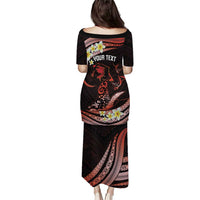 Personalised Tahiti Bora Bora Puletasi Manta Rays With Polynesian Plumeria