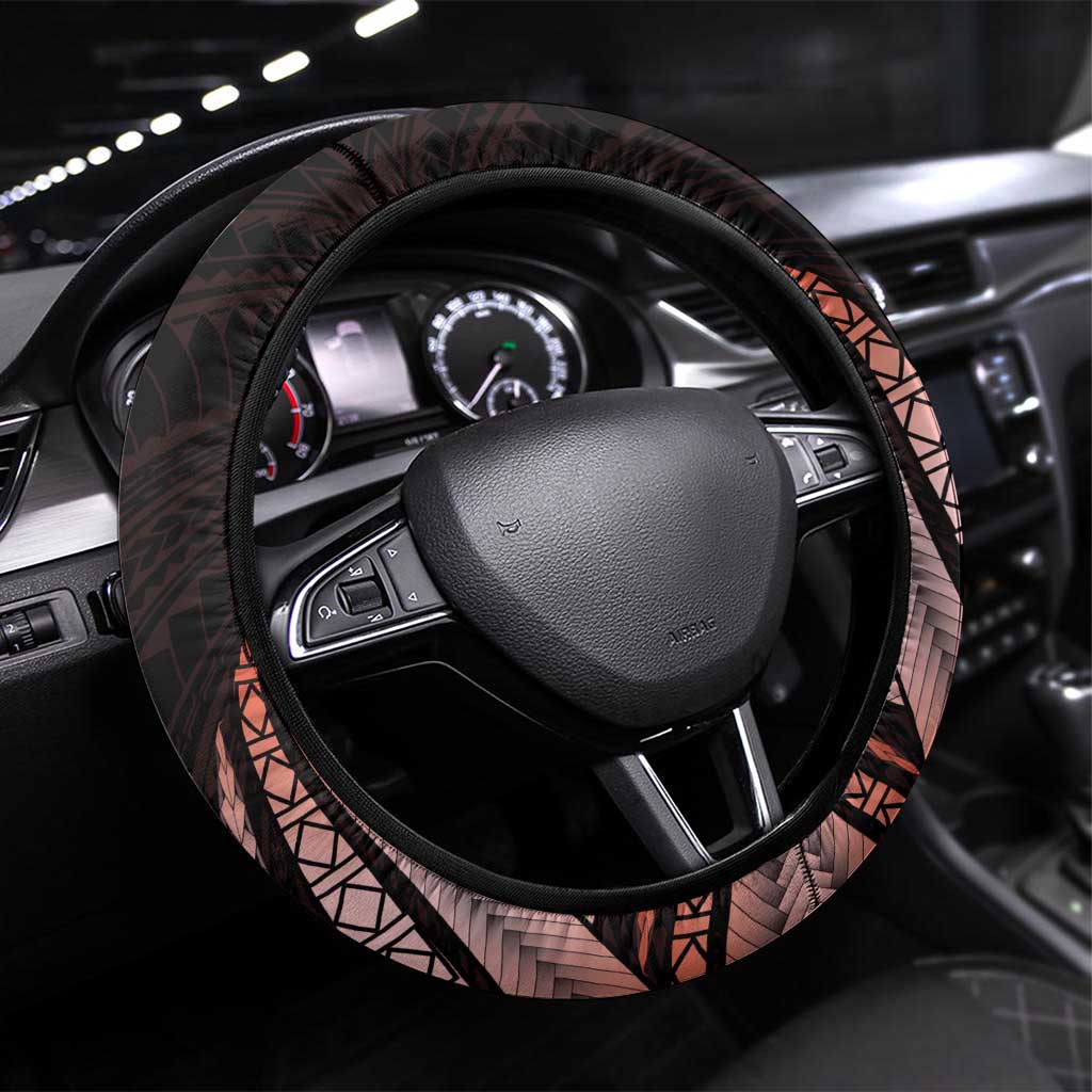 Tahiti Bora Bora Steering Wheel Cover Manta Rays With Polynesian Plumeria LT14 Universal Fit Red - Polynesian Pride