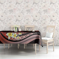 Personalised Tahiti Bora Bora Tablecloth Manta Rays With Polynesian Plumeria