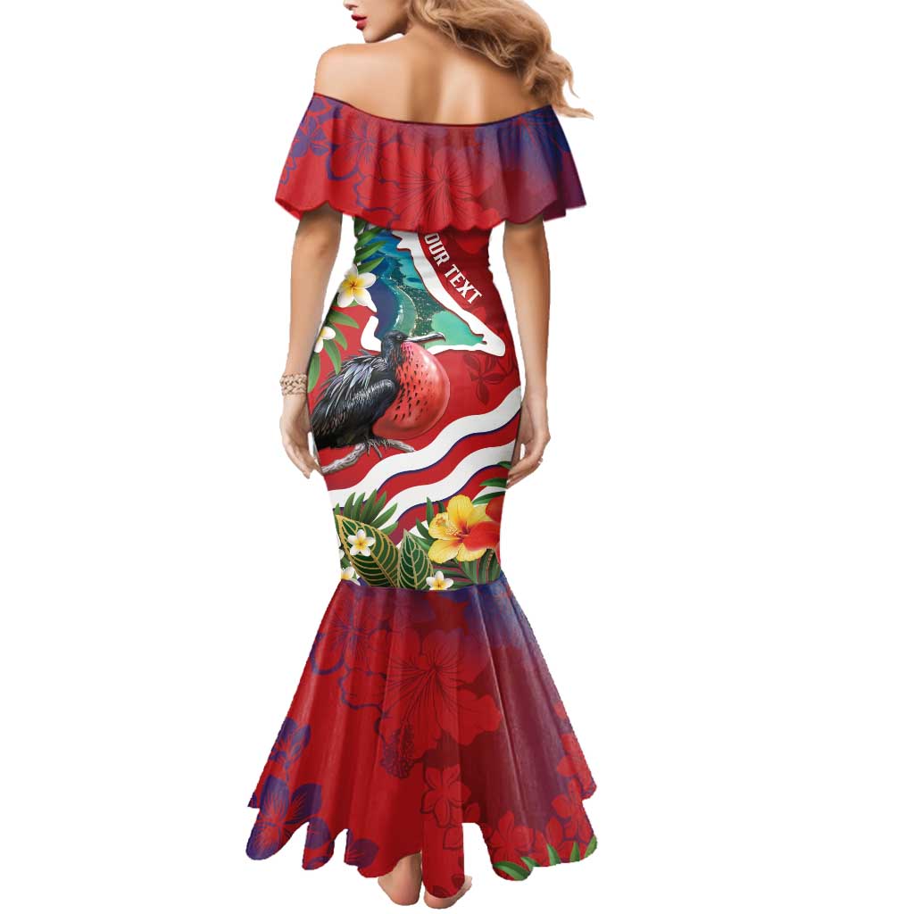 Personalised Kiribati Tarawa Atoll Family Matching Mermaid Dress and Hawaiian Shirt Frigate Bird With Map Tropical Style