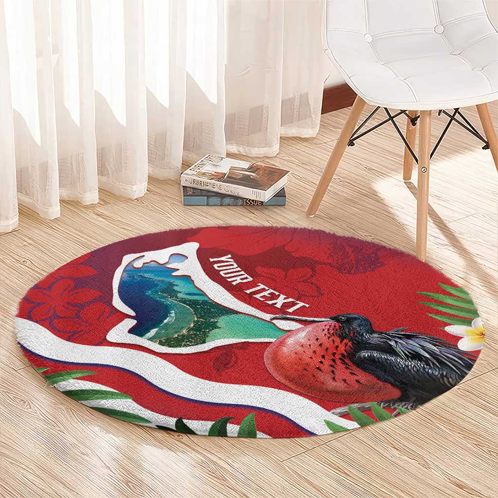 Personalised Kiribati Tarawa Atoll Round Carpet Frigate Bird With Map Tropical Style