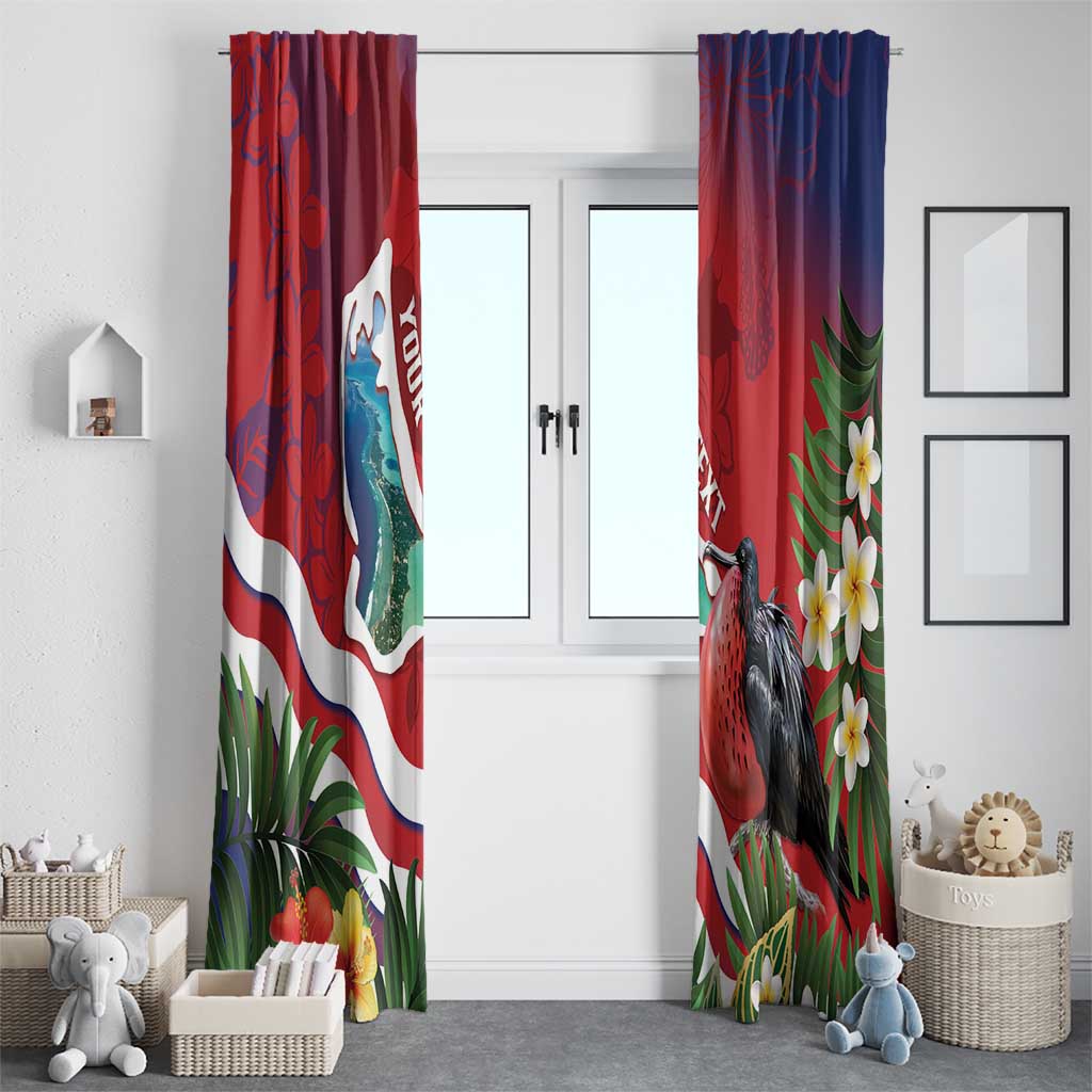 Personalised Kiribati Tarawa Atoll Window Curtain Frigate Bird With Map Tropical Style
