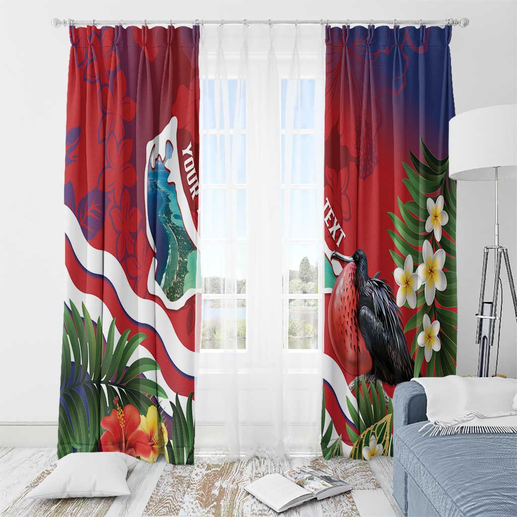 Personalised Kiribati Tarawa Atoll Window Curtain Frigate Bird With Map Tropical Style