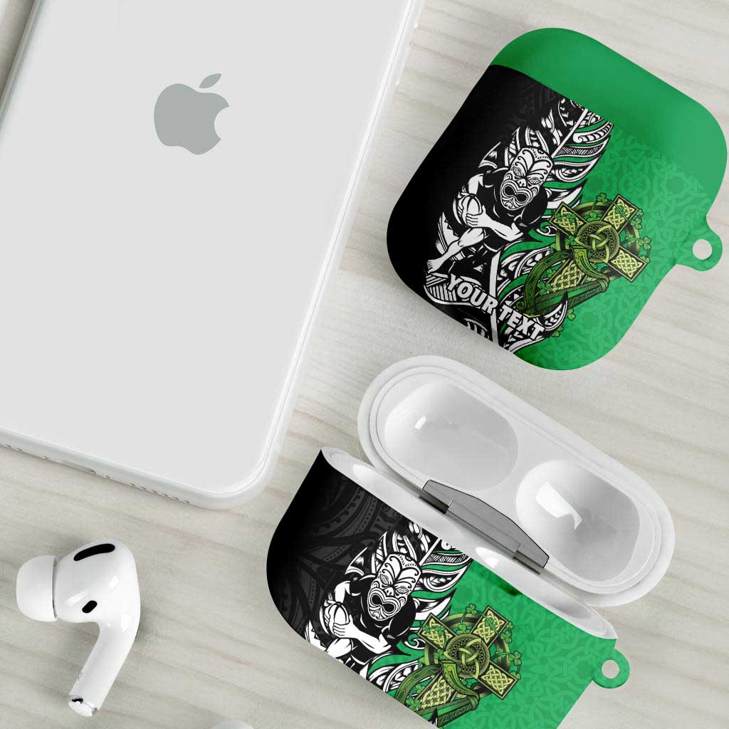 New Zealand and Ireland Rugby Custom AirPods Case Maori Tiki Fern Irish Celtic Cross - Polynesian Pride