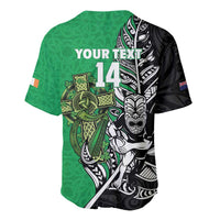 New Zealand and Ireland Rugby Custom Baseball Jersey Maori Tiki Fern Irish Celtic Cross - Polynesian Pride