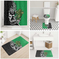 New Zealand and Ireland Rugby Custom Bathroom Set Maori Tiki Fern Irish Celtic Cross - Polynesian Pride
