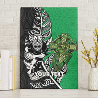 New Zealand and Ireland Rugby Custom Canvas Wall Art Maori Tiki Fern Irish Celtic Cross - Polynesian Pride
