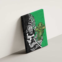 New Zealand and Ireland Rugby Custom Canvas Wall Art Maori Tiki Fern Irish Celtic Cross - Polynesian Pride