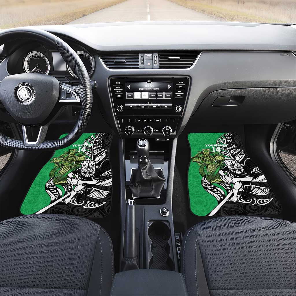 New Zealand and Ireland Rugby Custom Car Mats Maori Tiki Fern Irish Celtic Cross - Polynesian Pride