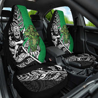 New Zealand and Ireland Rugby Custom Car Seat Cover Maori Tiki Fern Irish Celtic Cross - Polynesian Pride