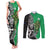 New Zealand and Ireland Rugby Custom Couples Matching Tank Maxi Dress and Long Sleeve Button Shirt Maori Tiki Fern Irish Celtic Cross - Polynesian Pride