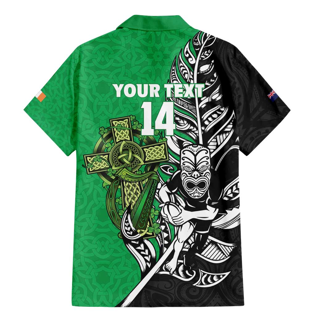 New Zealand and Ireland Rugby Custom Family Matching Mermaid Dress and Hawaiian Shirt Maori Tiki Fern Irish Celtic Cross - Polynesian Pride