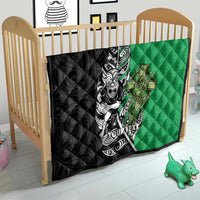 New Zealand and Ireland Rugby Custom Quilt Maori Tiki Fern Irish Celtic Cross - Polynesian Pride