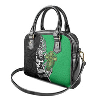 New Zealand and Ireland Rugby Custom Shoulder Handbag Maori Tiki Fern Irish Celtic Cross - Polynesian Pride