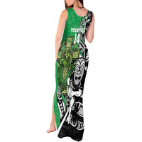 New Zealand and Ireland Rugby Custom Tank Maxi Dress Maori Tiki Fern Irish Celtic Cross - Polynesian Pride