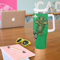 New Zealand and Ireland Rugby Tumbler With Handle Maori Tiki Fern Irish Celtic Cross - Polynesian Pride