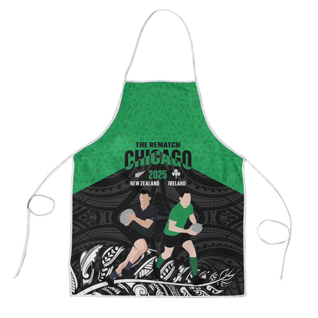 New Zealand and Ireland Rugby Apron Chicago 2025 Go All Black Shamrocks - Polynesian Pride