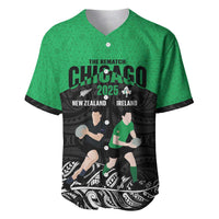 New Zealand and Ireland Rugby Custom Baseball Jersey Chicago 2025 Go All Black Shamrocks - Polynesian Pride