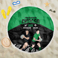 New Zealand and Ireland Rugby Beach Blanket Chicago 2025 Go All Black Shamrocks - Polynesian Pride