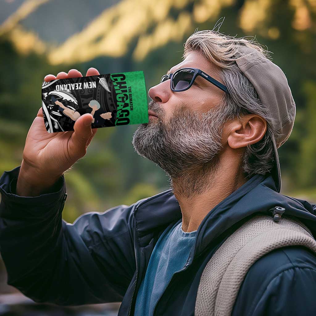 New Zealand and Ireland Rugby 4 in 1 Can Cooler Tumbler Chicago 2025 Go All Black Shamrocks - Polynesian Pride