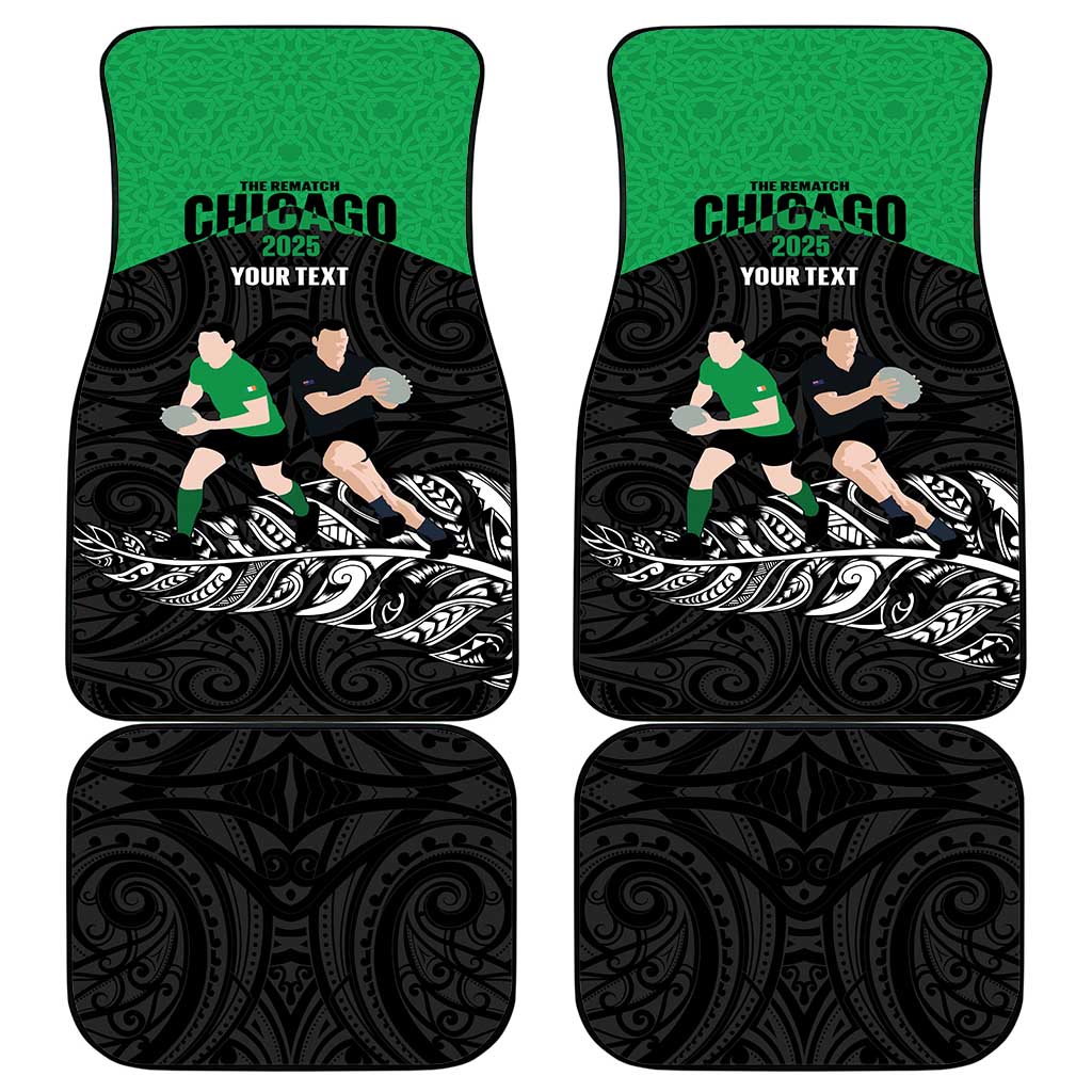 New Zealand and Ireland Rugby Custom Car Mats Chicago 2025 Go All Black Shamrocks - Polynesian Pride