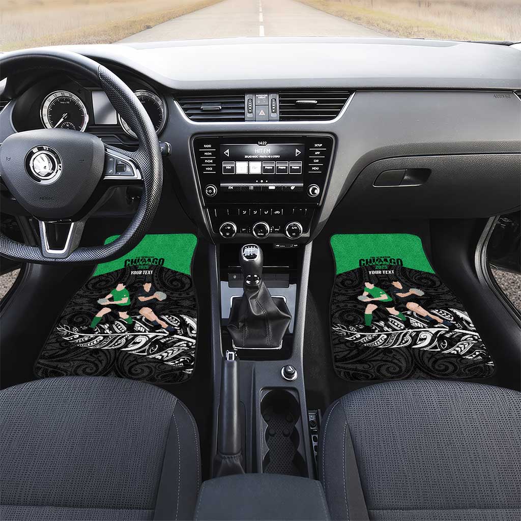 New Zealand and Ireland Rugby Custom Car Mats Chicago 2025 Go All Black Shamrocks - Polynesian Pride