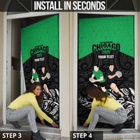 New Zealand and Ireland Rugby Custom Door Cover Chicago 2025 Go All Black Shamrocks - Polynesian Pride