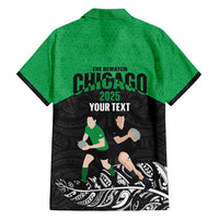 New Zealand and Ireland Rugby Custom Family Matching Summer Maxi Dress and Hawaiian Shirt Chicago 2025 Go All Black Shamrocks - Polynesian Pride