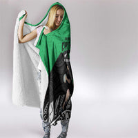 New Zealand and Ireland Rugby Hooded Blanket Chicago 2025 Go All Black Shamrocks - Polynesian Pride