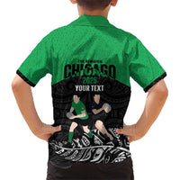New Zealand and Ireland Rugby Custom Kid Hawaiian Shirt Chicago 2025 Go All Black Shamrocks - Polynesian Pride