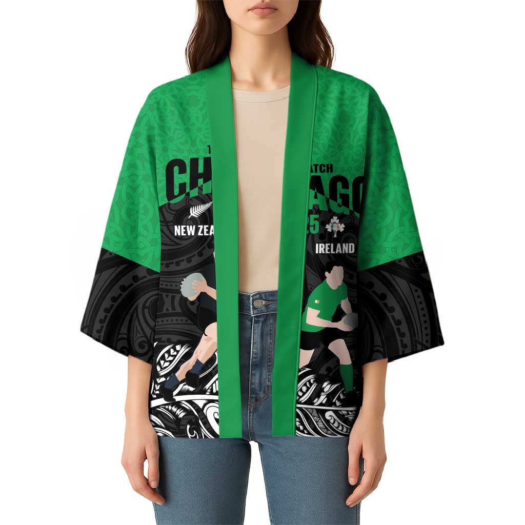 New Zealand and Ireland Rugby Custom Kimono Chicago 2025 Go All Black Shamrocks - Polynesian Pride