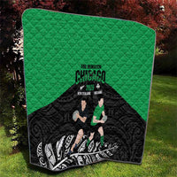 New Zealand and Ireland Rugby Quilt Chicago 2025 Go All Black Shamrocks - Polynesian Pride