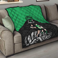 New Zealand and Ireland Rugby Quilt Chicago 2025 Go All Black Shamrocks - Polynesian Pride