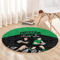 New Zealand and Ireland Rugby Round Carpet Chicago 2025 Go All Black Shamrocks - Polynesian Pride